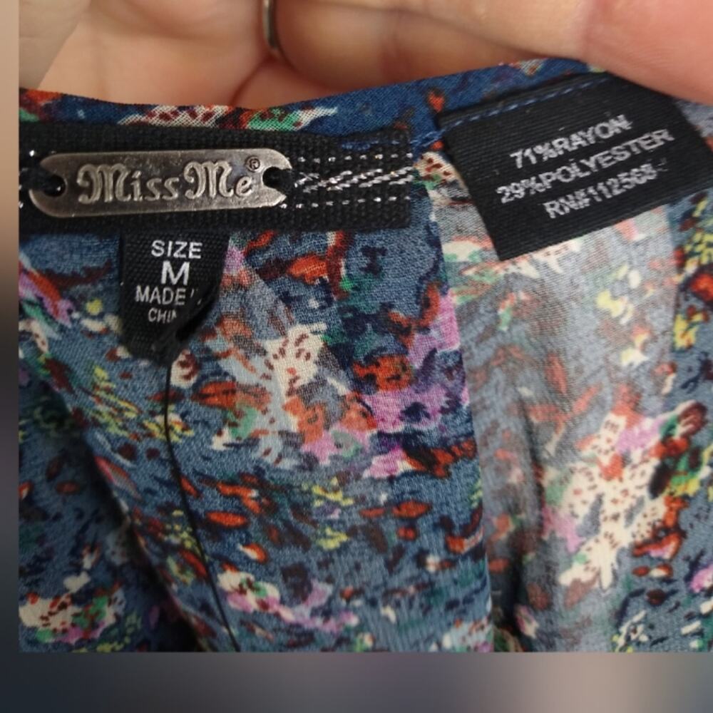 Miss Me Embroidered Beaded Boho Floral Tank Top M - Picture 5 of 11